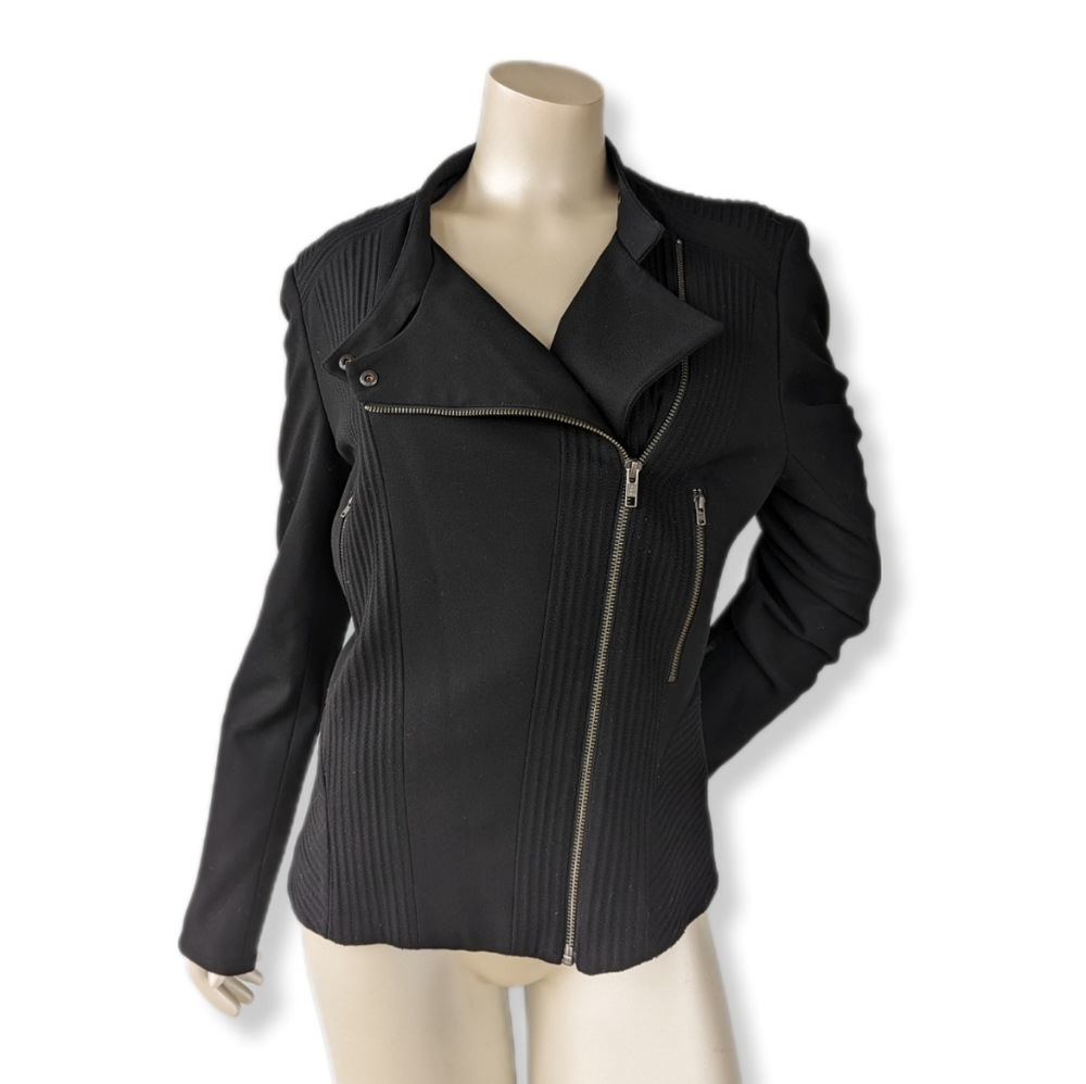 Ann Taylor Black Moto Asymmetrical Zip Jacket